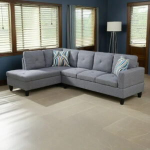 Hommoo Linen 4-Seat L-Shape Sectional Couch Sofa